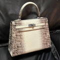 25cm Original Handmade Bag With Cowhide And Crocodile Pattern