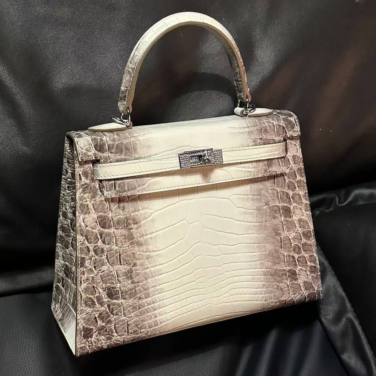 25cm Original Handmade Bag With Cowhide And Crocodile Pattern