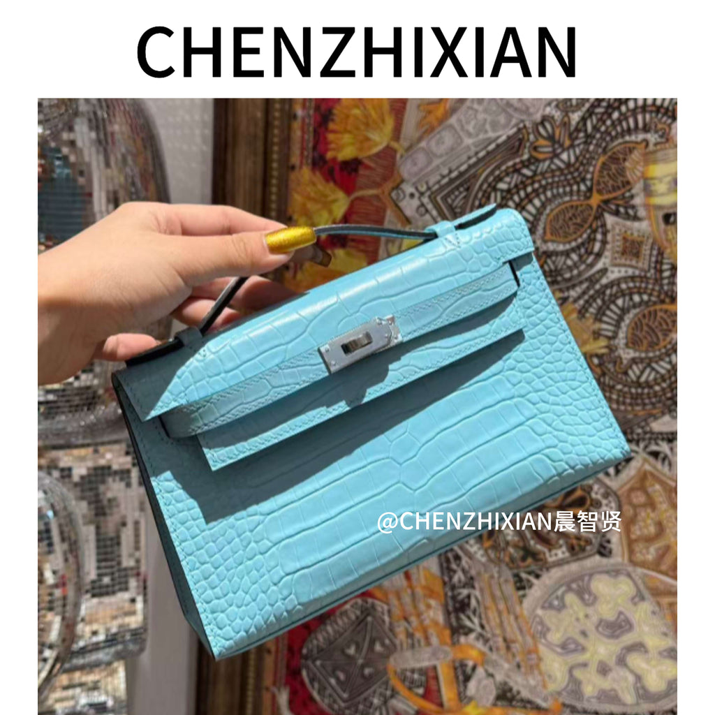 22cm Original Handmade Bag With Cowhide And Crocodile Pattern