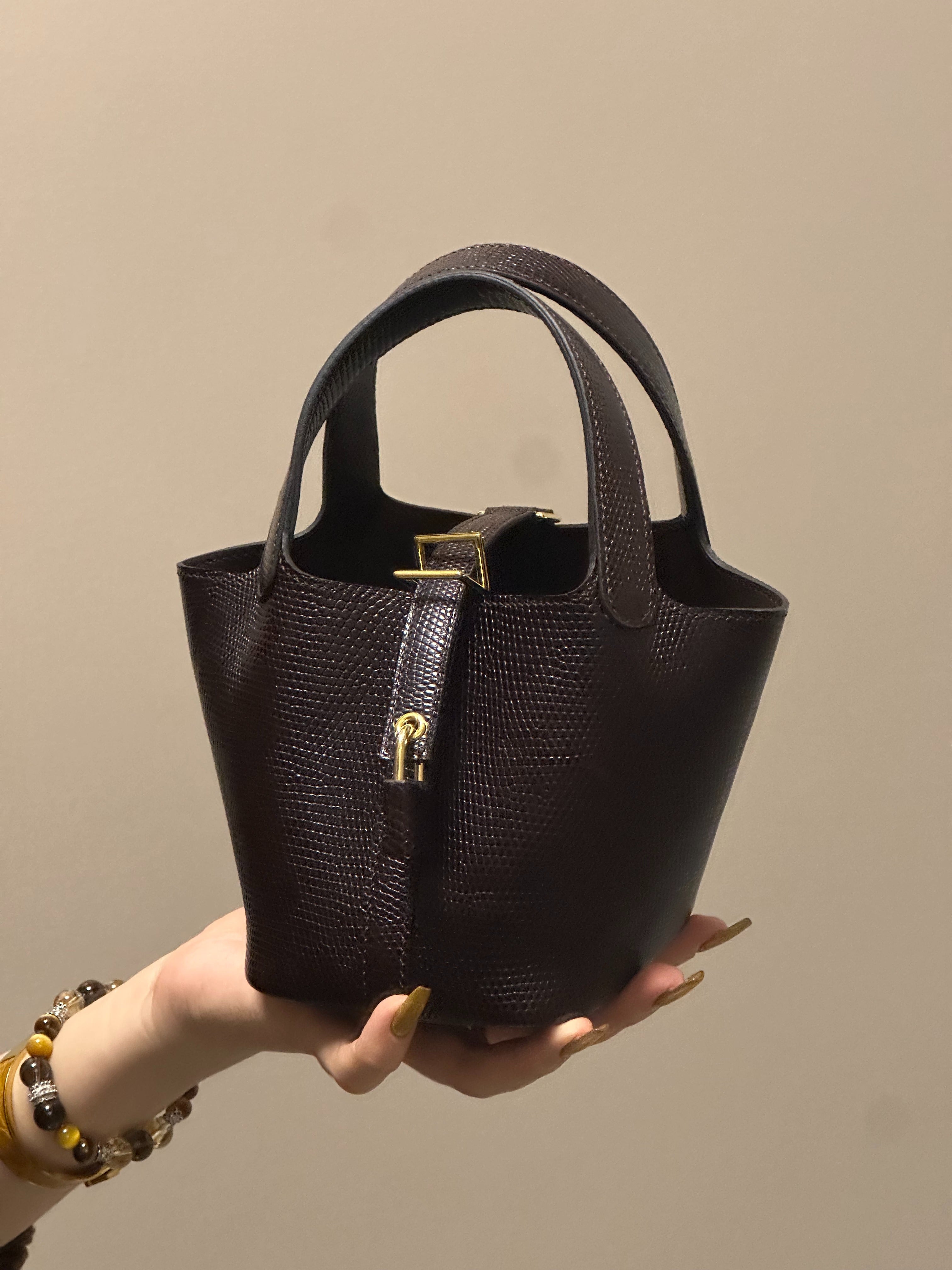 14cm Original Handcrafted Bag With Cowhide And Lizard Pattern