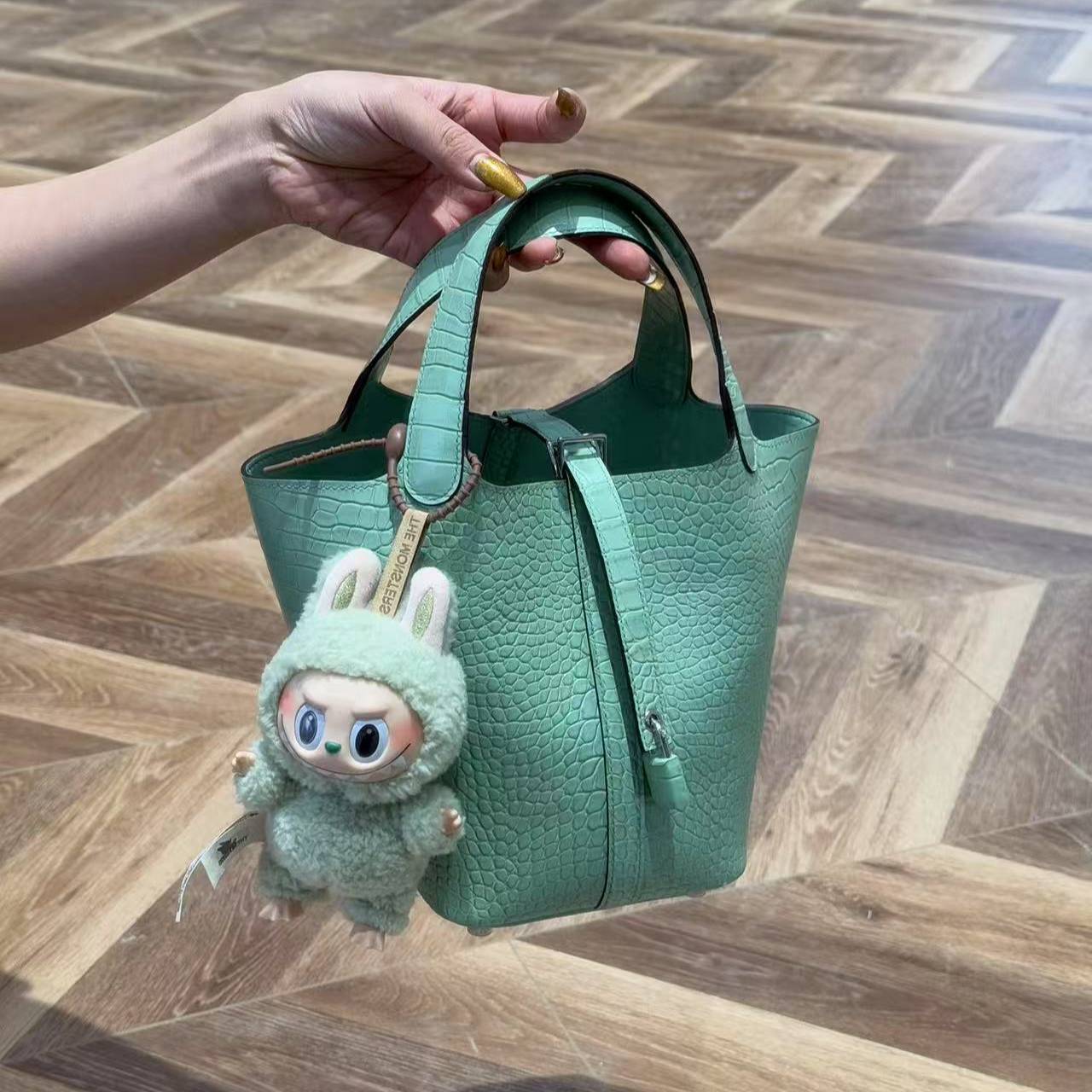 18cm Original Handcrafted Bag With Cowhide And Crocodile Pattern
