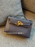 22cm Original Handmade Bag With Cowhide And Lizard Pattern