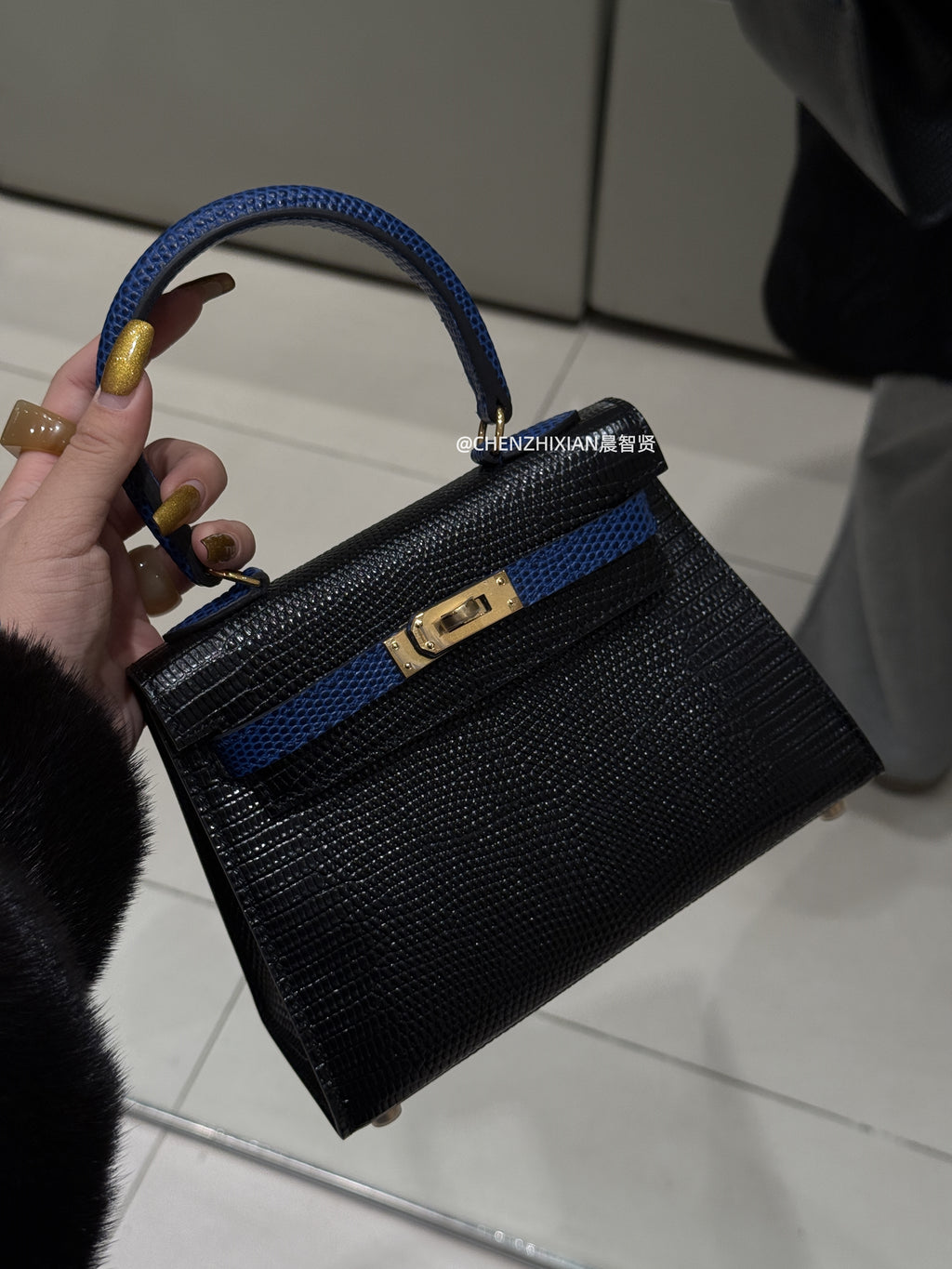 20cm Original Handcrafted Bag With Cowhide And Lizard Pattern