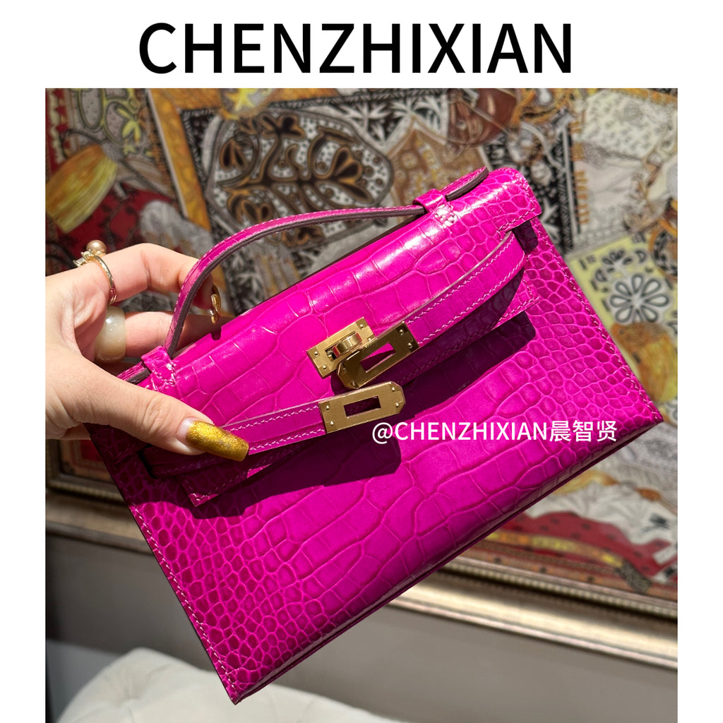 22cm Original Handmade Bag With Cowhide And Crocodile Pattern