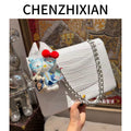 34cm crocodile-embossed multi-color shoulder/crossbody chain bag, Victoria Beckham bag