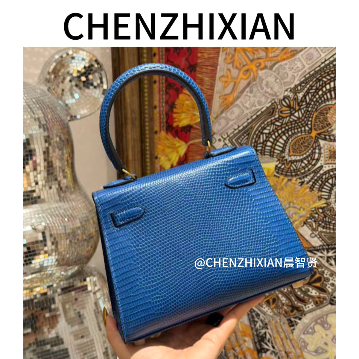 20cm Original Handcrafted Bag With Cowhide And Lizard Pattern