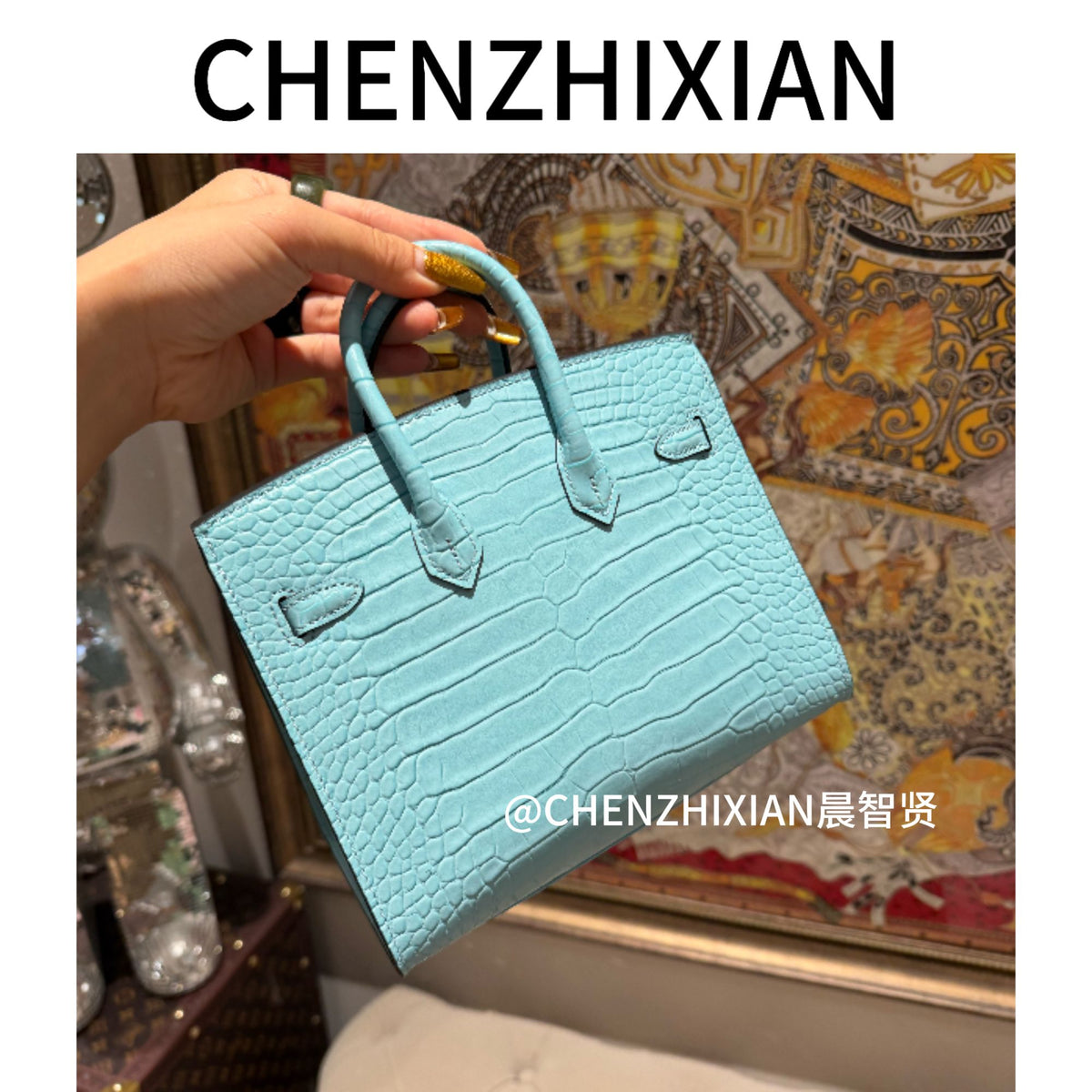 20cm Original Handcrafted Bag With Cowhide And Lizard Pattern or Crocodile Pattern