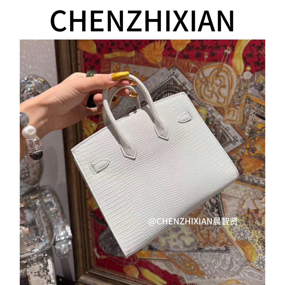 20cm Original Handcrafted Bag With Cowhide And Lizard Pattern or Crocodile Pattern