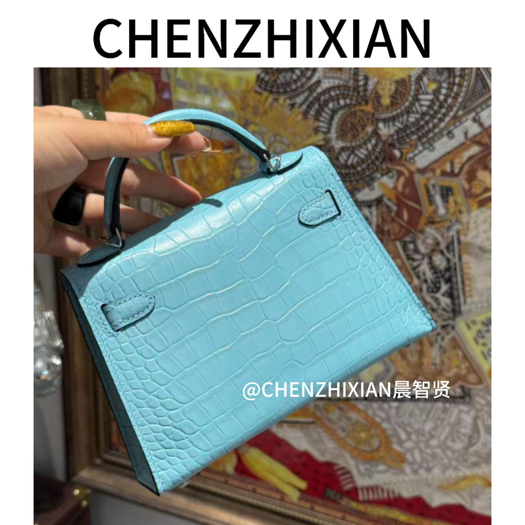 19cm Original Handmade Bag With Cowhide And Crocodile Pattern or Lizard Pattern