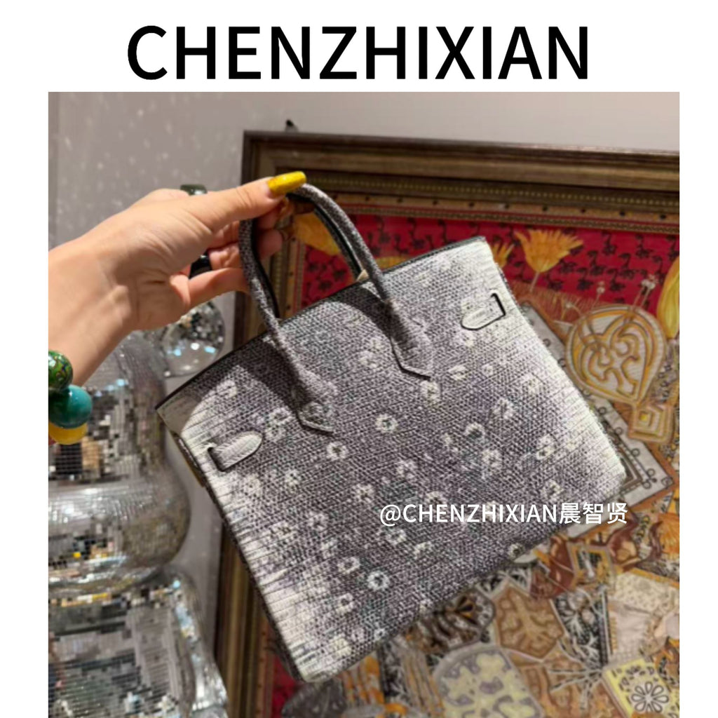 25cm Original Handmade Bag With Cowhide And Lizard Pattern