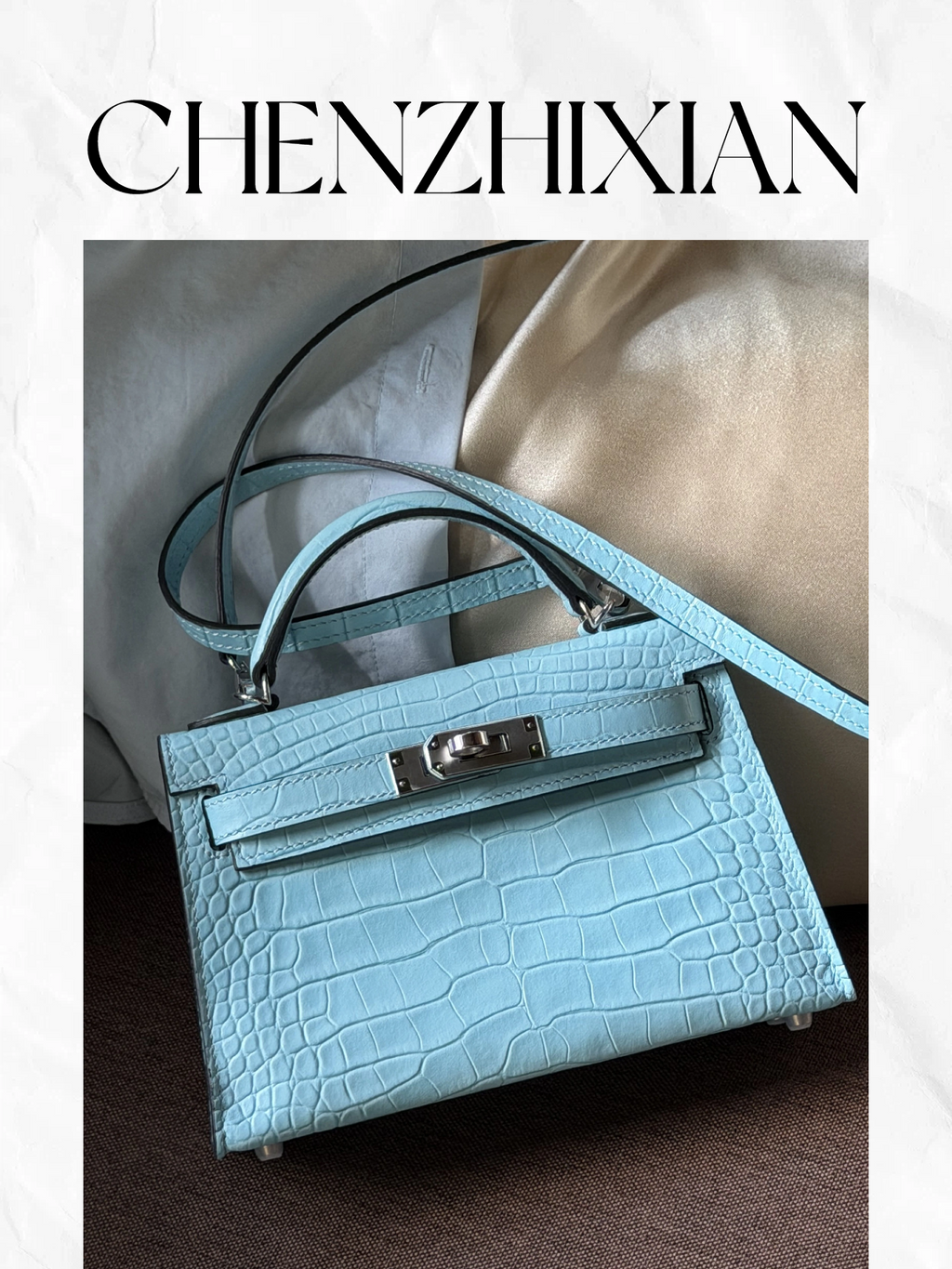 19cm Original Handmade Bag With Cowhide And Crocodile Pattern or Lizard Pattern