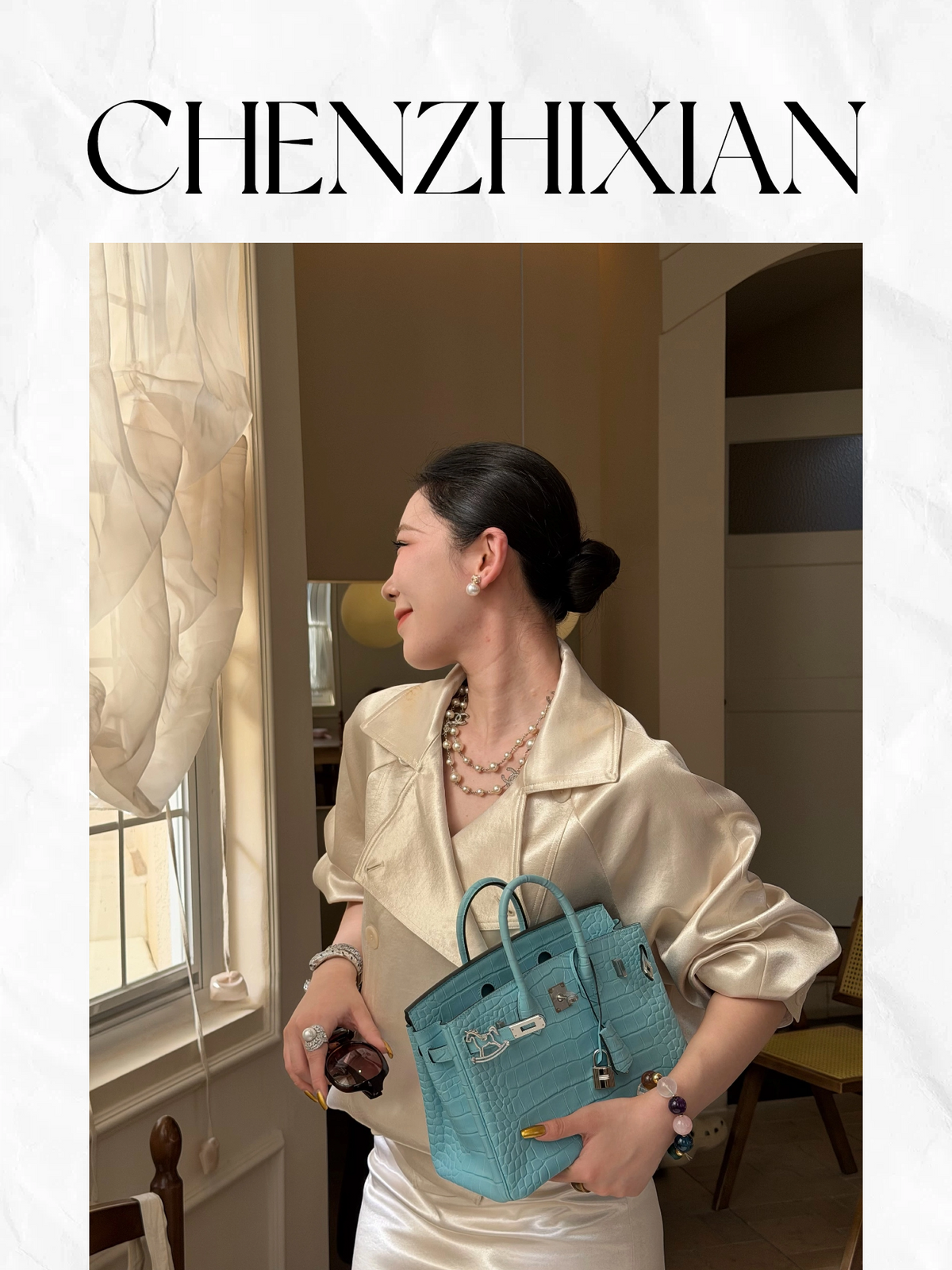 25cm Original Handmade Bag With Cowhide And Crocodile Pattern