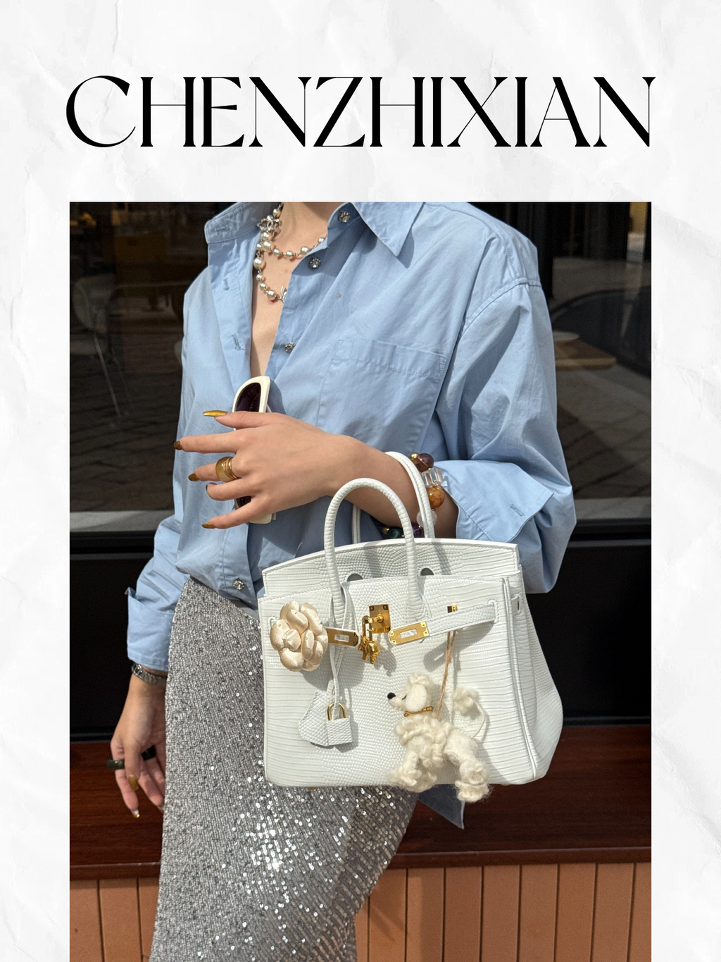 25cm Original Handmade Bag With Cowhide And Lizard Pattern