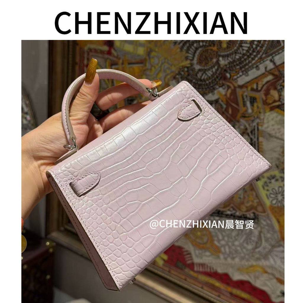 19cm Original Handmade Bag With Cowhide And Crocodile Pattern or Lizard Pattern
