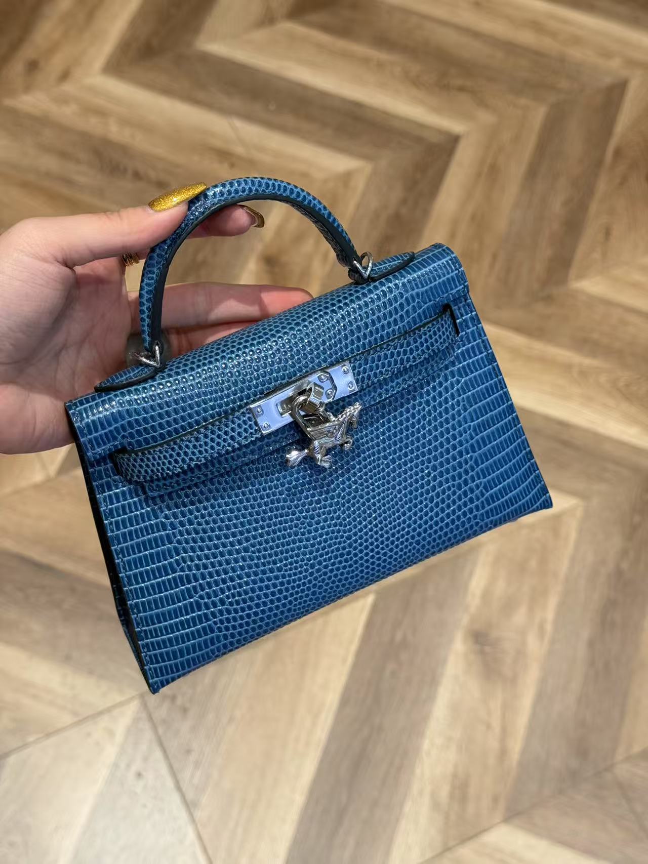 19cm Original Handmade Bag With Cowhide And Crocodile Pattern or Lizard Pattern