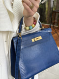 28cm Original Handcrafted Bag With Cowhide And Lizard Pattern