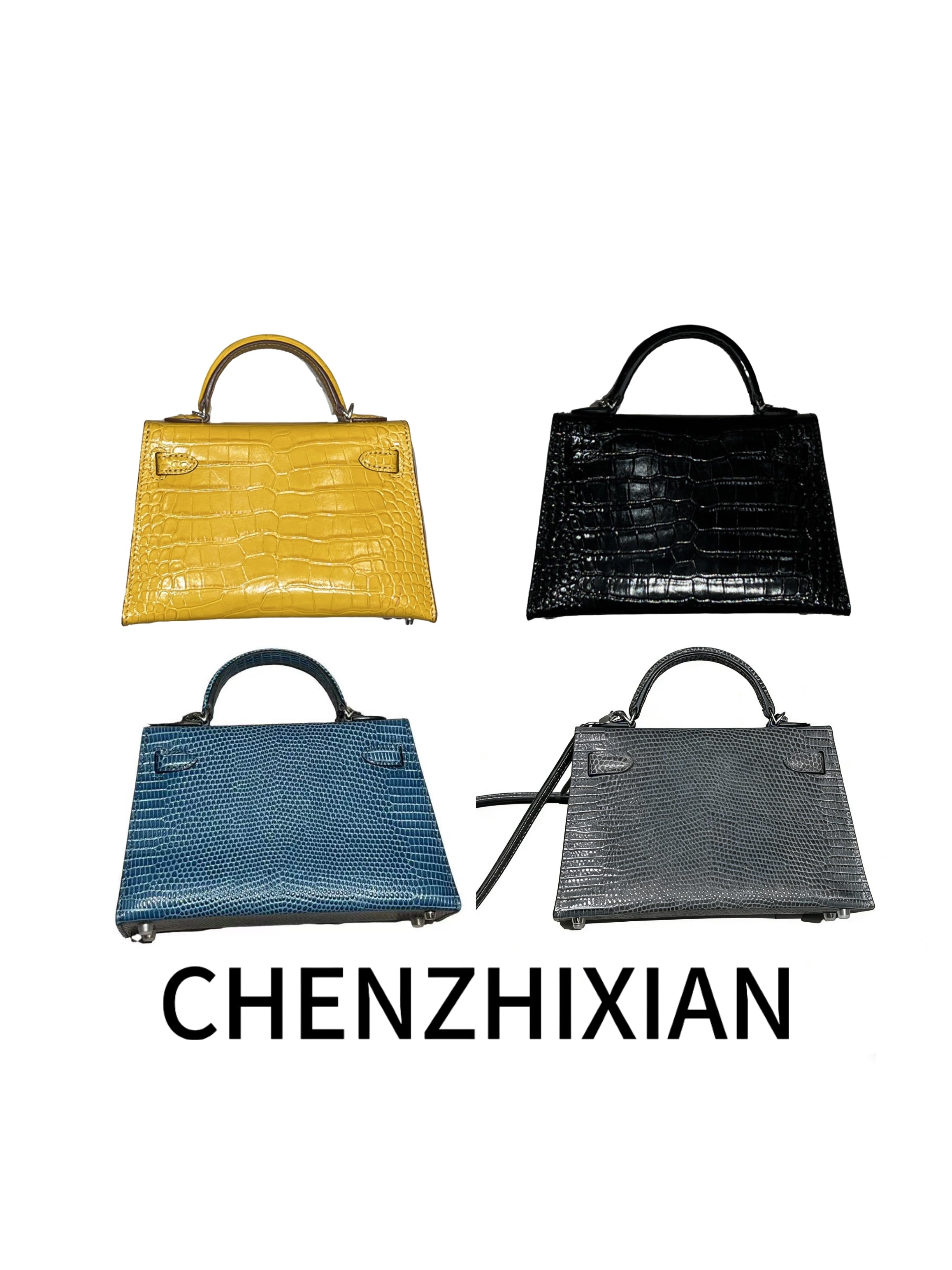 19cm Original Handmade Bag With Cowhide And Crocodile Pattern or Lizard Pattern