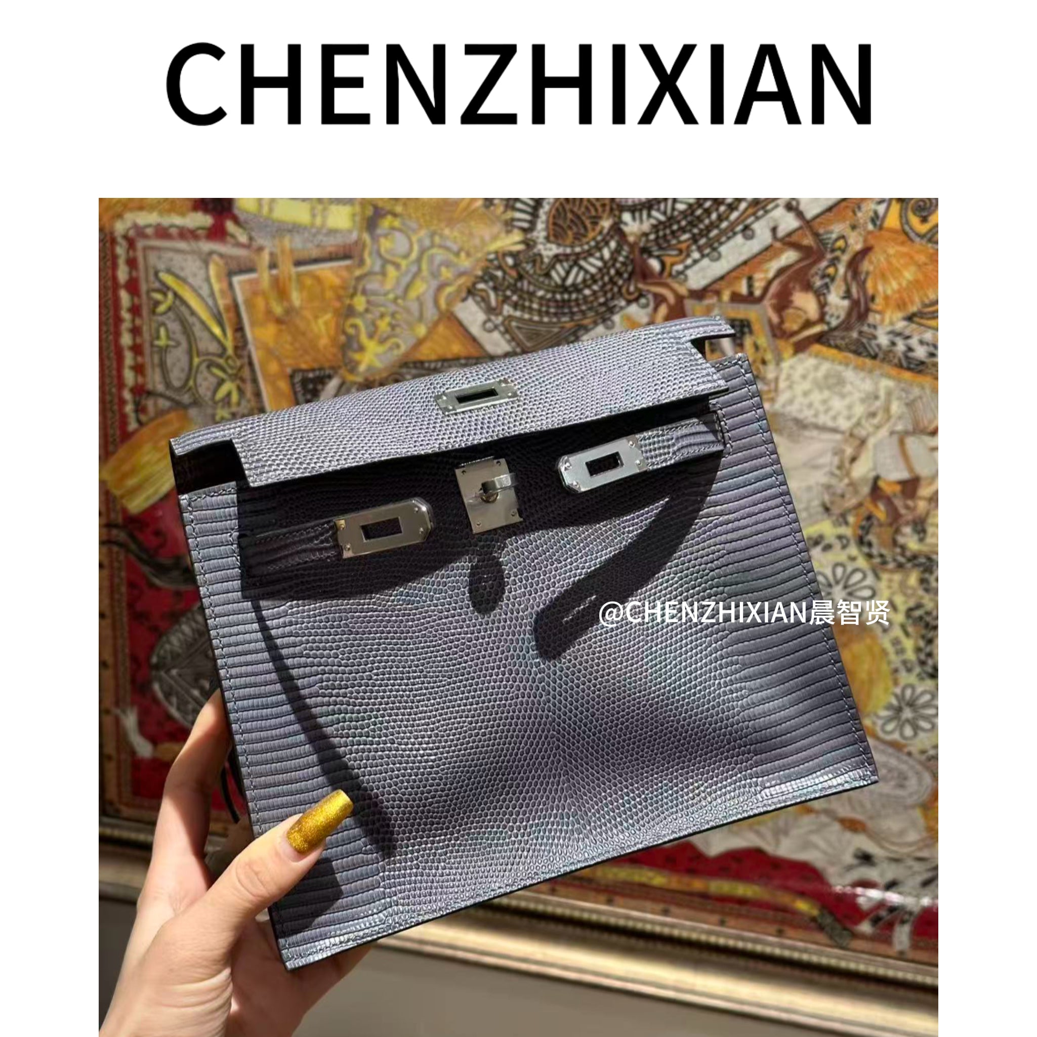 22cm Original Handcrafted Bag With Cowhide And Lizard Pattern