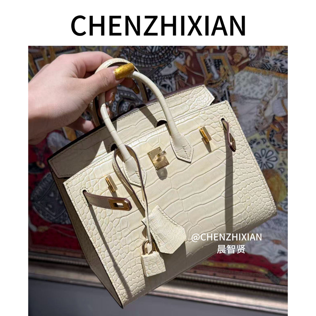 20cm Original Handcrafted Bag With Cowhide And Lizard Pattern or Crocodile Pattern