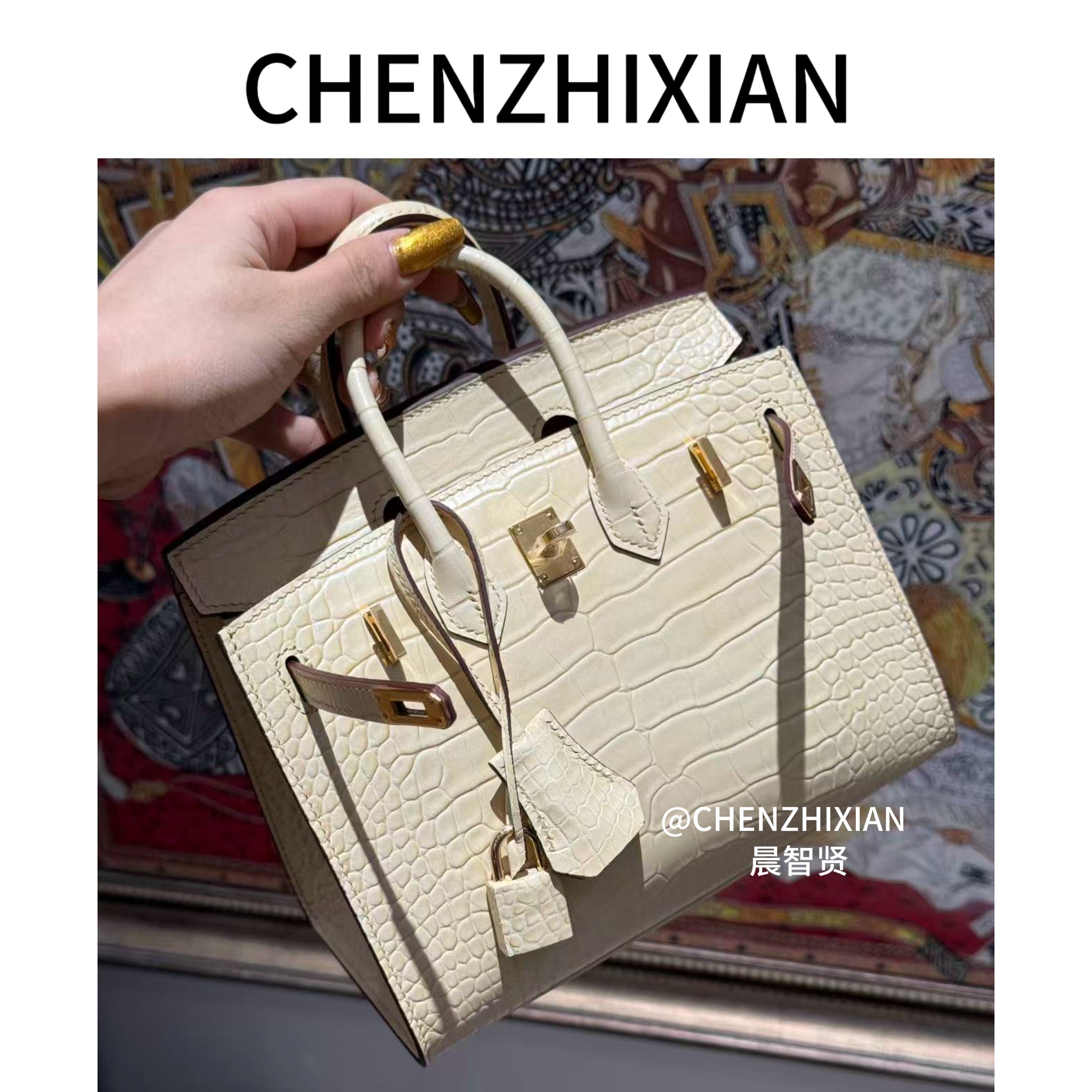 20cm Original Handcrafted Bag With Cowhide And Lizard Pattern or Crocodile Pattern