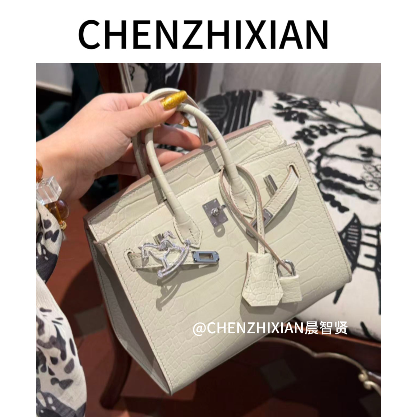 20cm Original Handcrafted Bag With Cowhide And Lizard Pattern or Crocodile Pattern