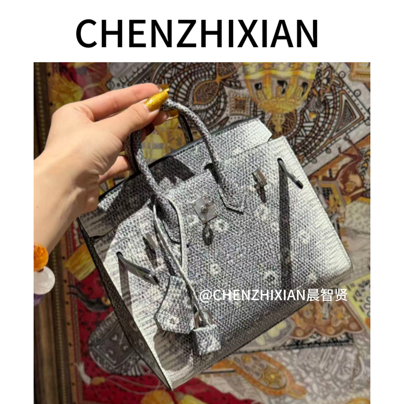 20cm Original Handcrafted Bag With Cowhide And Lizard Pattern or Crocodile Pattern