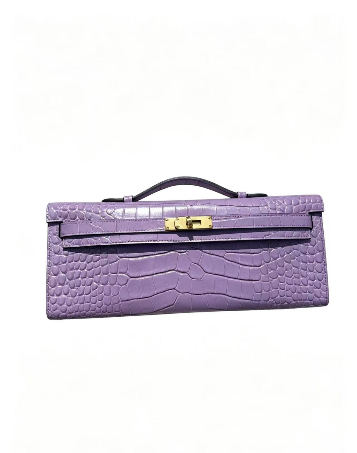 31cm crocodile-embossed handbag, made of cowhide leather, with all-steel hardware.
