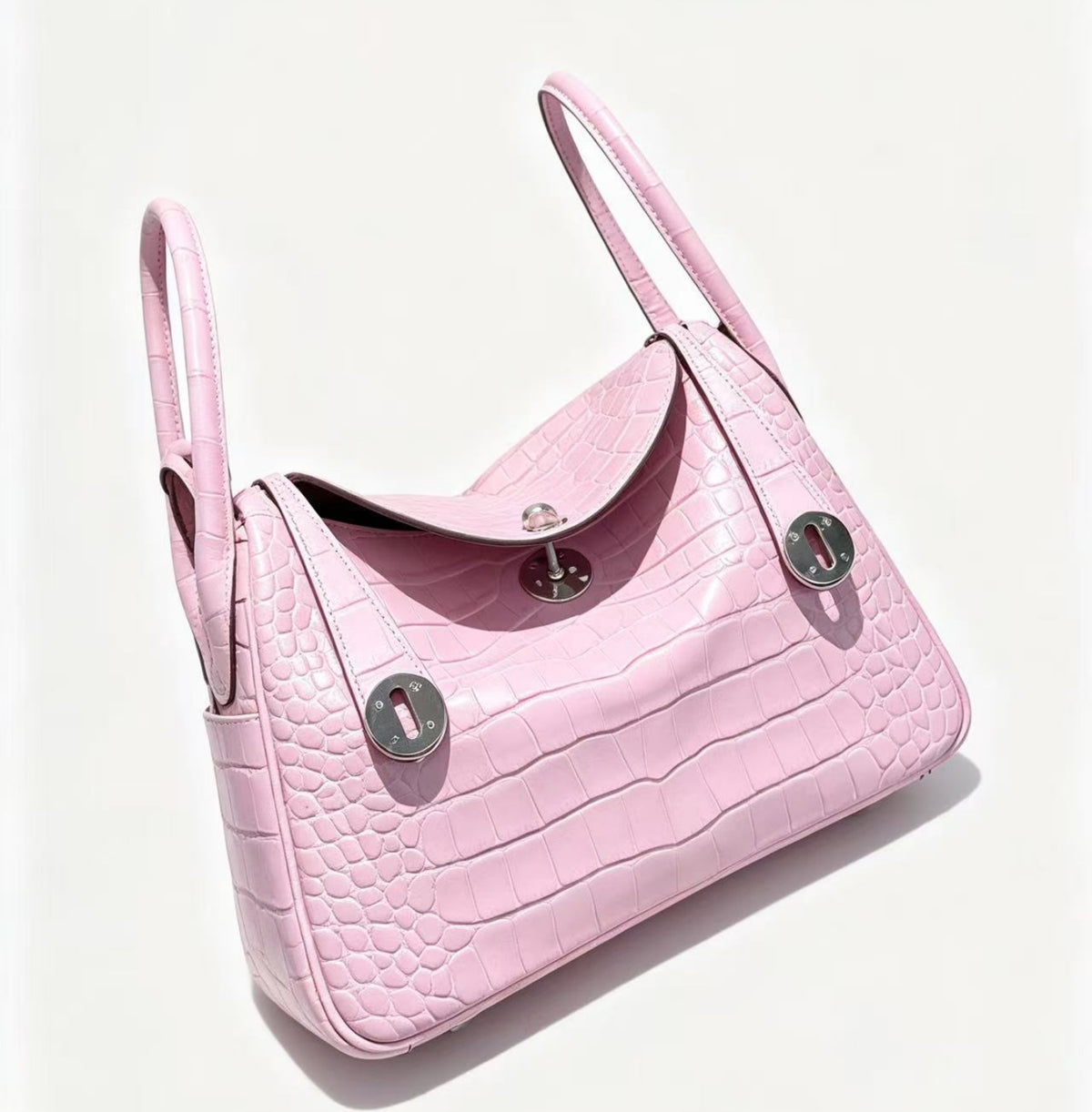 26cm Original Handmade Bag With Cowhide And Crocodile Pattern