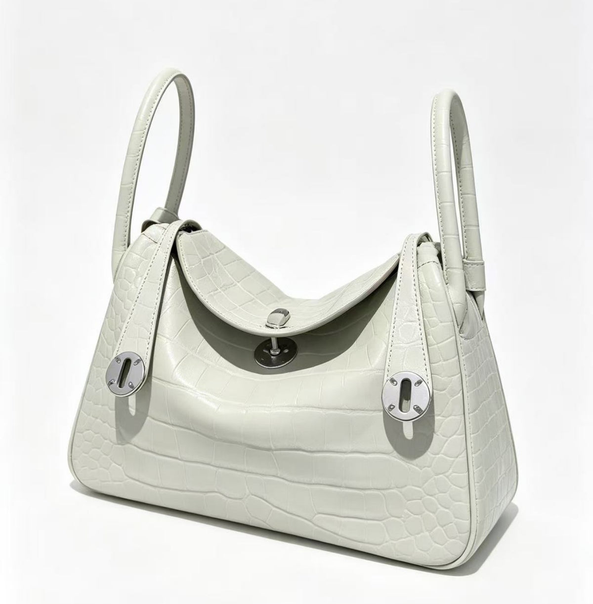 26cm Original Handmade Bag With Cowhide And Crocodile Pattern