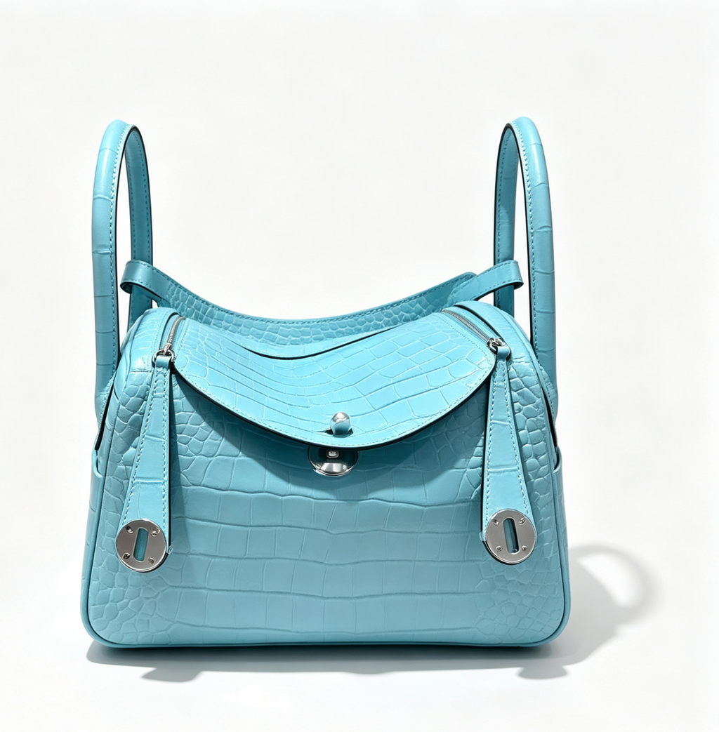26cm Original Handmade Bag With Cowhide And Crocodile Pattern