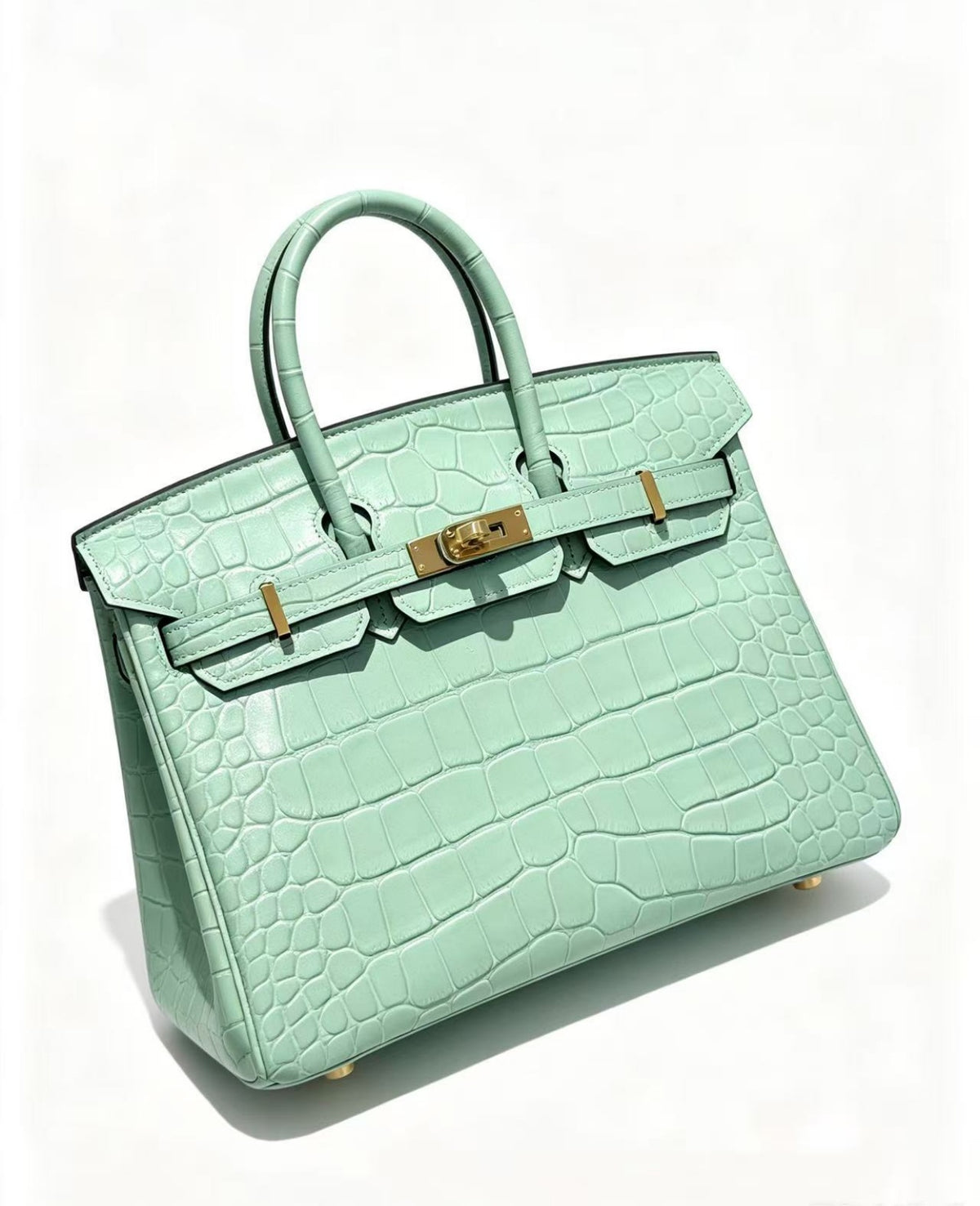 25cm Original Handmade Bag With Cowhide And Crocodile Pattern