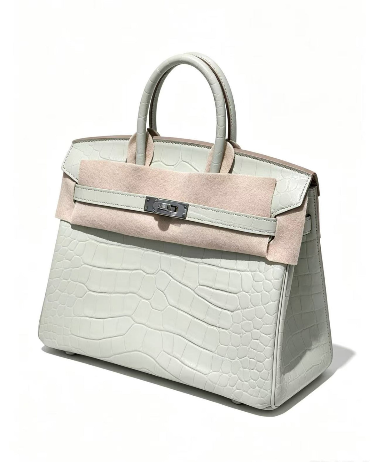 25cm Original Handmade Bag With Cowhide And Crocodile Pattern