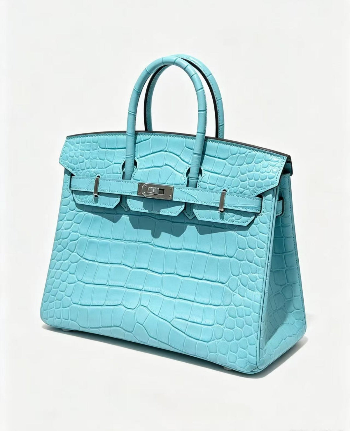 25cm Original Handmade Bag With Cowhide And Crocodile Pattern