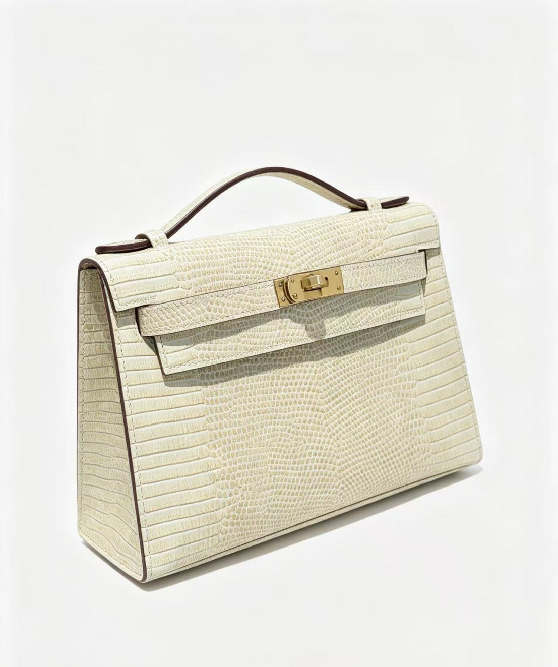 22cm Original Handmade Bag With Cowhide And Lizard Pattern