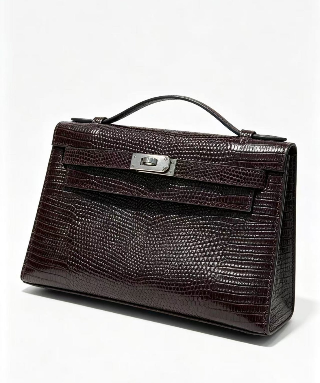22cm Original Handmade Bag With Cowhide And Lizard Pattern