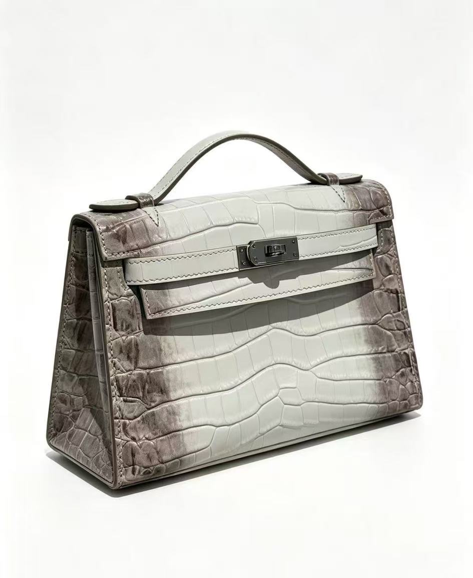 22cm Original Handmade Bag With Cowhide And Crocodile Pattern