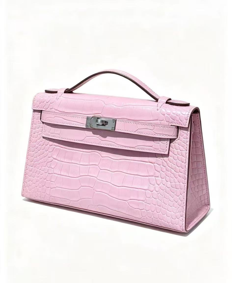 22cm Original Handmade Bag With Cowhide And Crocodile Pattern