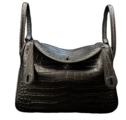 26cm Original Handmade Bag With Cowhide And Crocodile Pattern