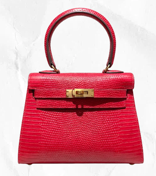 20cm Original Handcrafted Bag With Cowhide And Lizard Pattern
