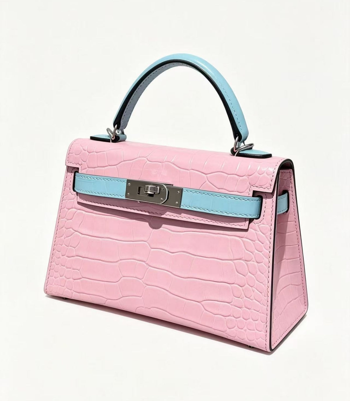 19cm Original Handmade Bag With Cowhide And Crocodile Pattern or Lizard Pattern