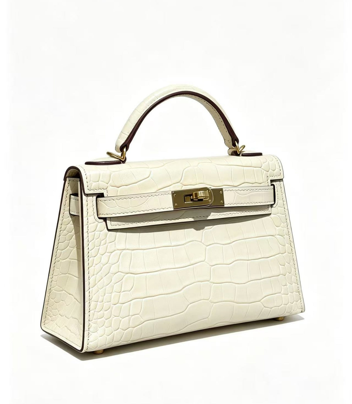 19cm Original Handmade Bag With Cowhide And Crocodile Pattern or Lizard Pattern