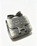 24cm Original Flower Lizard and Black Crocodile Single Shoulder Bag - Made with Embossed Leather