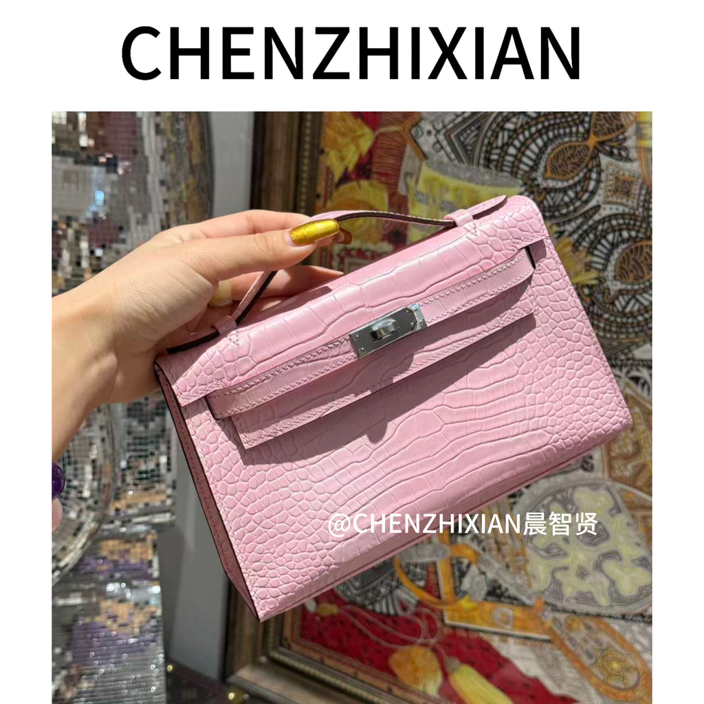 22cm Original Handmade Bag With Cowhide And Crocodile Pattern