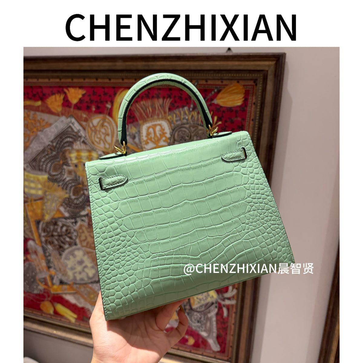25cm Original Handcrafted Bag With Cowhide And Lizard Pattern