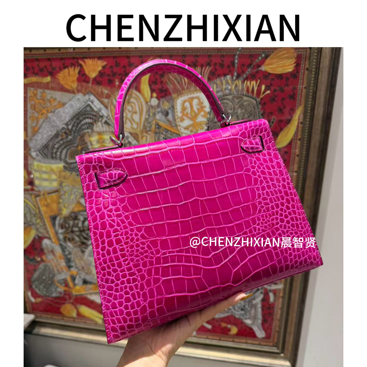 28cm Original Handcrafted Bag With Cowhide And Lizard Pattern