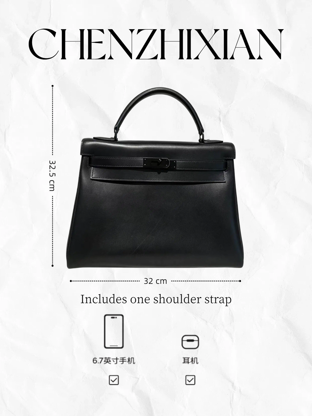 32cm Original Handmade Bag With BOX leather