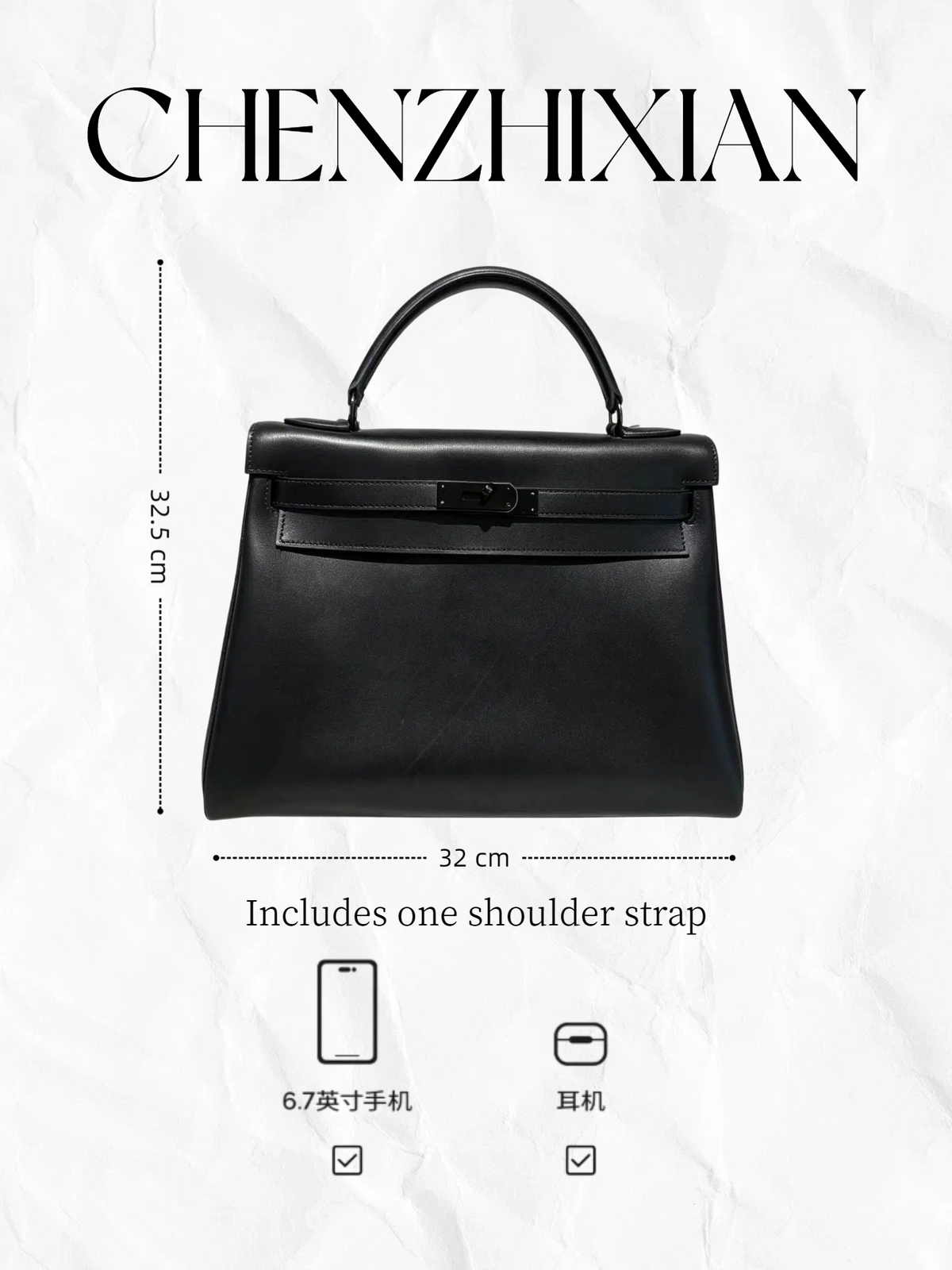 32cm Original Handmade Bag With BOX leather