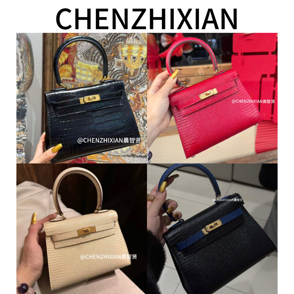 20cm Original Handcrafted Bag With Cowhide And Lizard Pattern