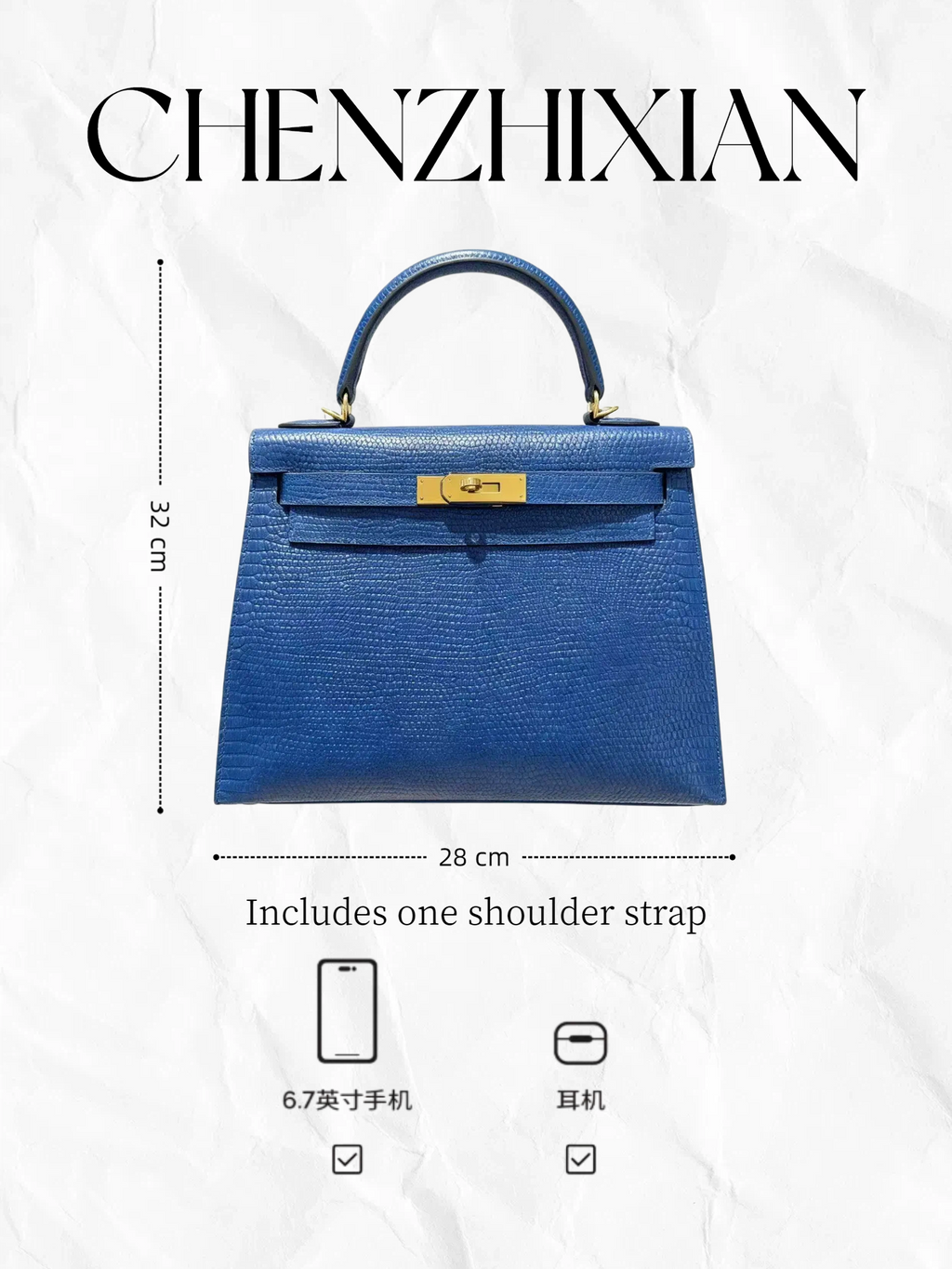 28cm Original Handcrafted Bag With Cowhide And Lizard Pattern