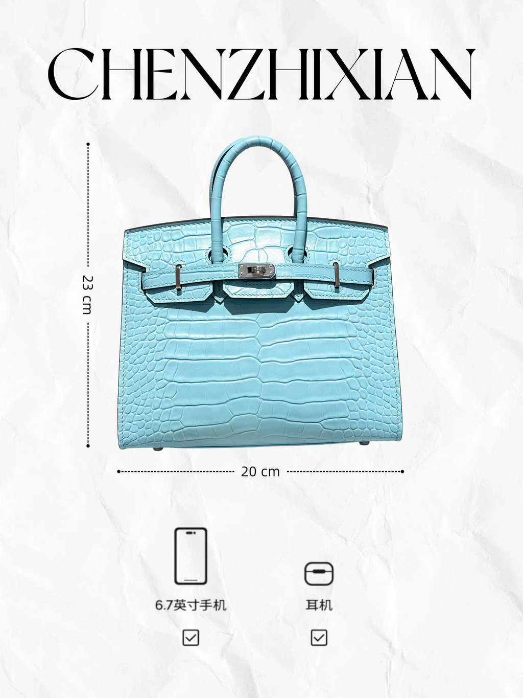 20cm Original Handcrafted Bag With Cowhide And Lizard Pattern or Crocodile Pattern
